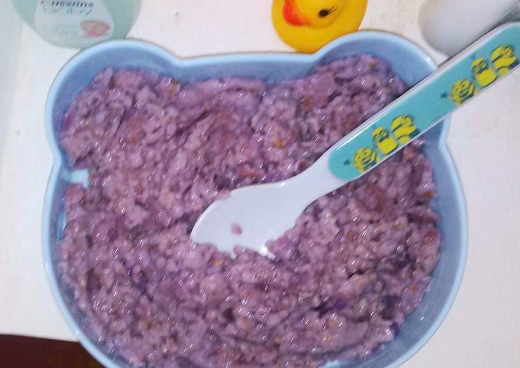 Cara Gampang Menyiapkan Mp asi 8+ oatmeal, ubi ungu, keju, Lezat