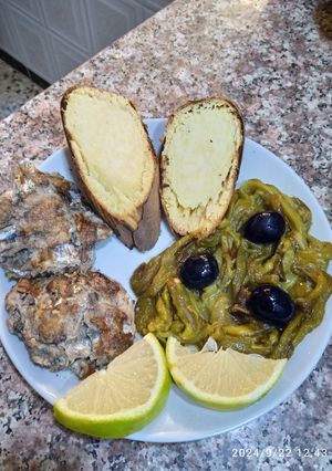 Une photo de Patate douce 🍠/ poivron🫑 / disquettes de sardines 🐟