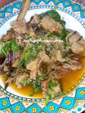Tumis daging rusa campur pucuk ubi