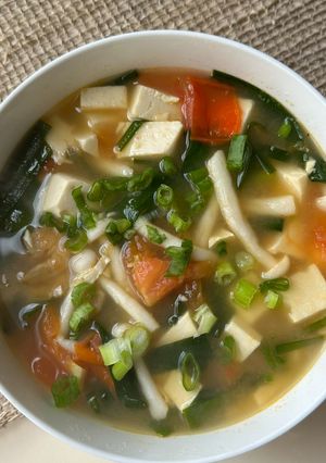 A picture of Vietnamese Tofu Chive Soup.