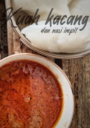 Gambar Kuah kacang dan nasi impit