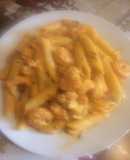 Penne al brandy con camarones