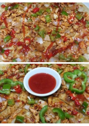 A picture of Pizza paratha 🍕🍕🍕.