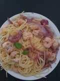Spaghetti con Langostinos a la albahaca