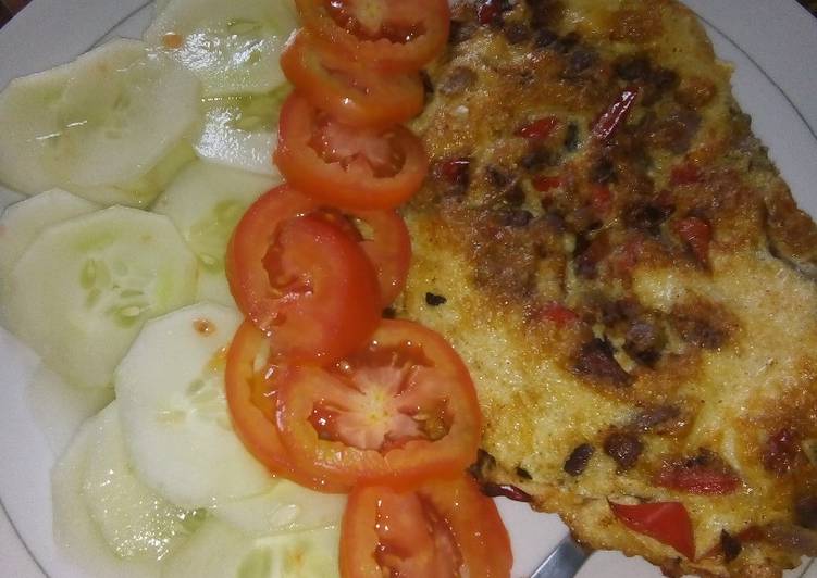 Step-by-Step Guide to Make Quick Easy red bell pepper and onion omelette