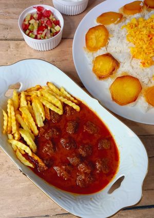 عکسی از دستور قرمزه نخودچی اصفهان (کوفته قیمه ریزه)