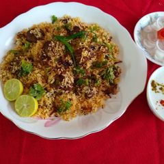 A picture of Hyderabadi mutton dum biryani.