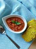 Gazpacho a modo mio con pesca noce