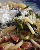 Pasta fresca con berza salteada