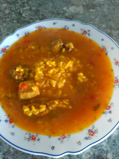 Una foto de Arroz caldoso, con magro de cerdo y costilla