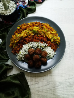 عکسی از دستور كلم پلو با كوفته قلقلى..