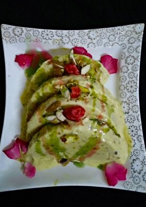 A picture of Thandai Roll Cut Kulfi.