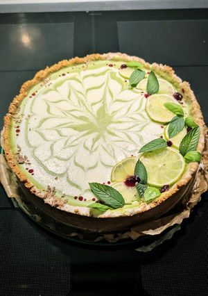 A picture of Coconut,lime and Basil Bavarois Pie.