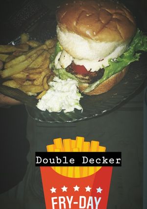 A picture of Double decker burger #ramzan ki tayyari.