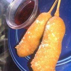 A picture of Breakfast “corn dogs”.