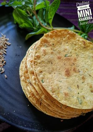पुदिना मसाला मिनी खाकरा (Pudina masala mini khakhra recipe in marathi) रेसिपी चे मुख्य फोटो