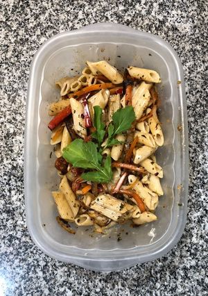 Una foto de Fideos con verdura salteada