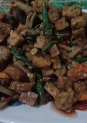 Foto resep Oseng tempe jamur lombok ijo