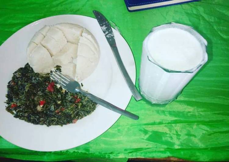 Ugali with mboga kienyeji and mala