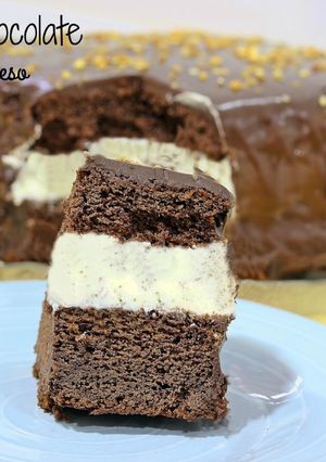 Una foto de Tarta de chocolate y queso crema