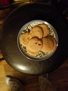A picture of Peanut butter and chocolate chip cookies.