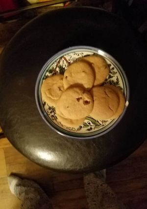 A picture of Peanut butter and chocolate chip cookies.