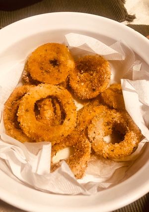 Una foto de Aros de cebolla al horno