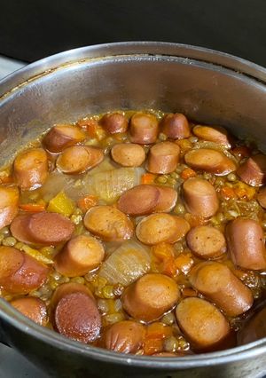 Una foto de Lentejas con salchichas de pollo