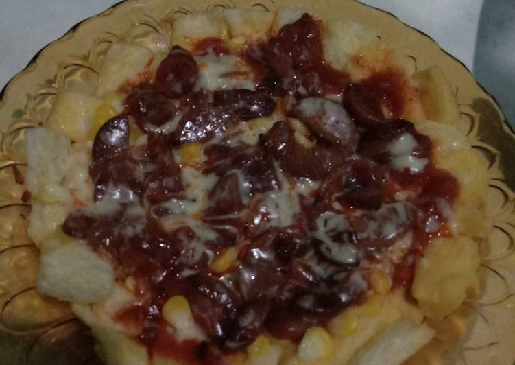 Resep Pizza roti tawar saos bbq Anti Gagal