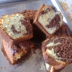 A picture of Butter cake with chocolate.
