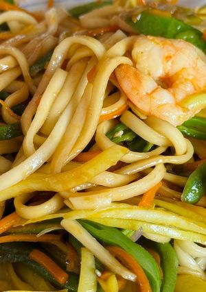 Hình của món Mì Udon Khô Xào Tôm, Đậu Que & Cà Rốt.