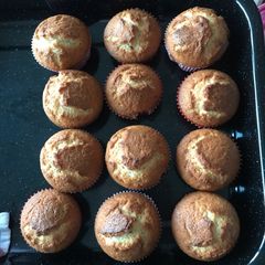 A picture of Banana muffins with chocolate.
