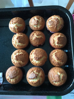 A picture of Banana muffins with chocolate.