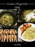 Langostino Bacardi & farfales con hongos.
