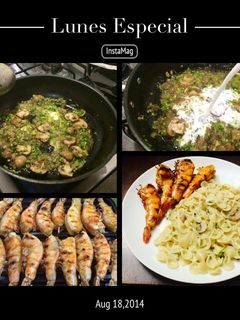 Una foto de Langostino Bacardi & farfales con hongos.