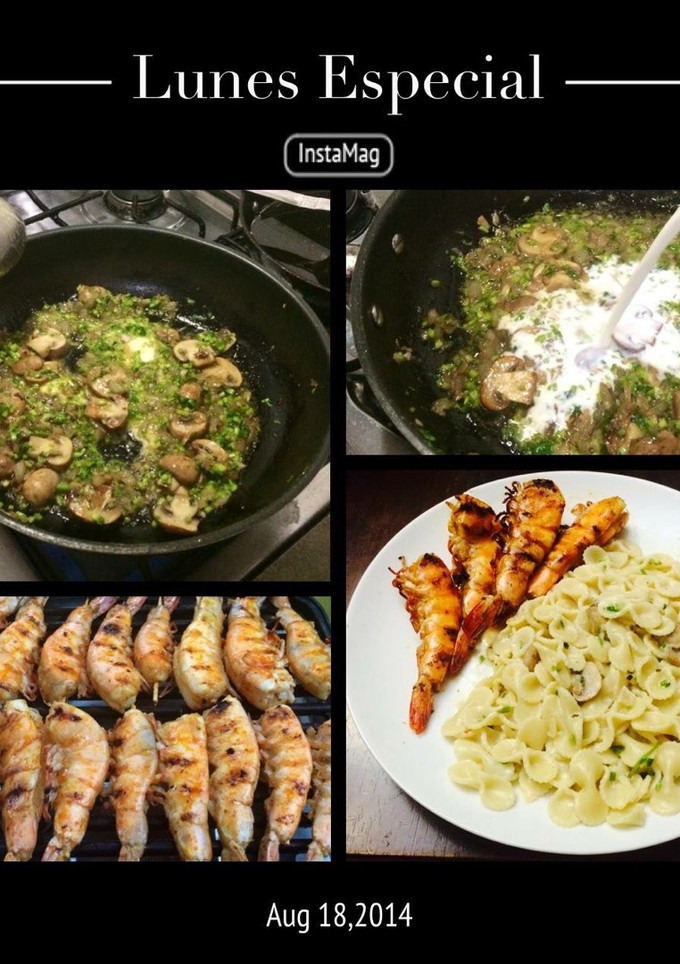 Una foto de Langostino Bacardi & farfales con hongos.