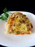 Lasaña de calabacín y pollo con bechamel de coliflor
