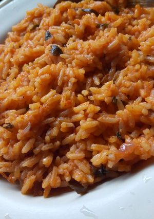 A picture of Tasty jollof rice.