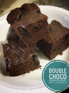 Foto resep No Mixer Double Choco Brownies
