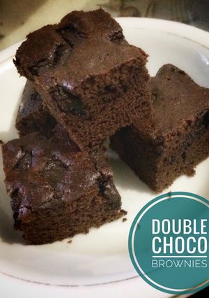 Foto resep No Mixer Double Choco Brownies