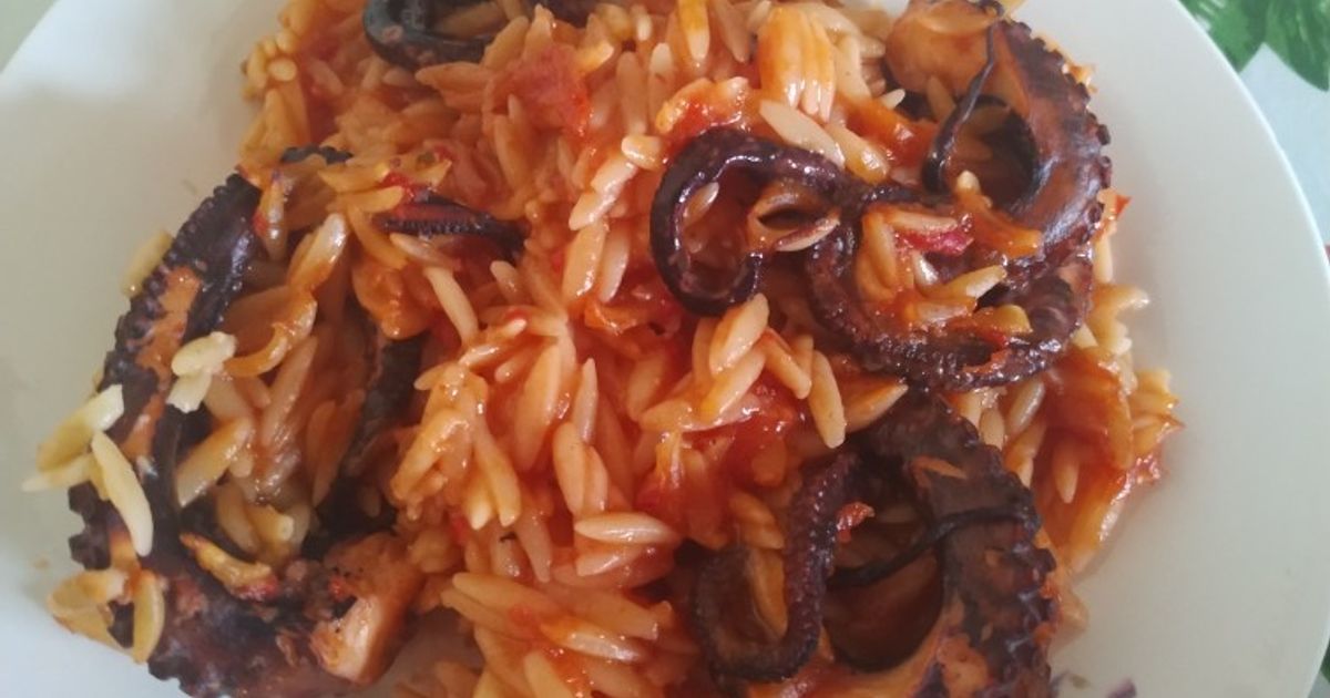 Baked Octopus With Orzo! Recipe By 🌺 Dephy Frus4u 🌺