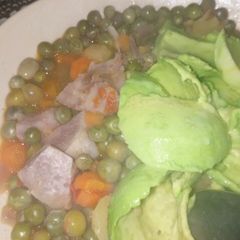 French peas with arrowroot stew A picture of French peas with arrowroot stew.