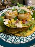 3 Layer Stacked Shrimp Toastsda w/ Chipotle Sour Cream