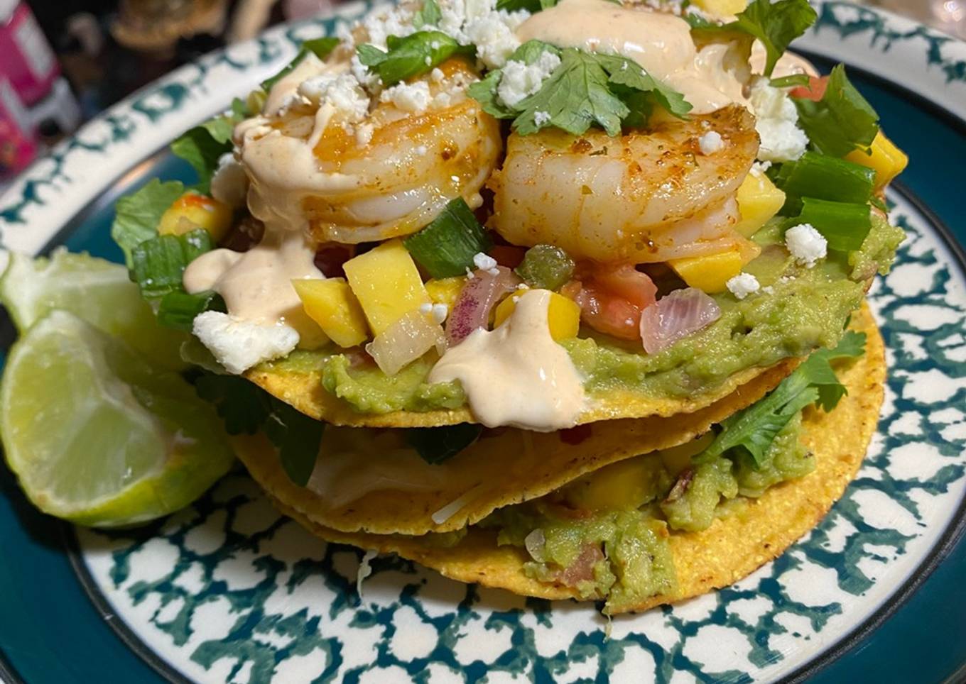 3 Layer Stacked Shrimp Toastsda w/ Chipotle Sour Cream