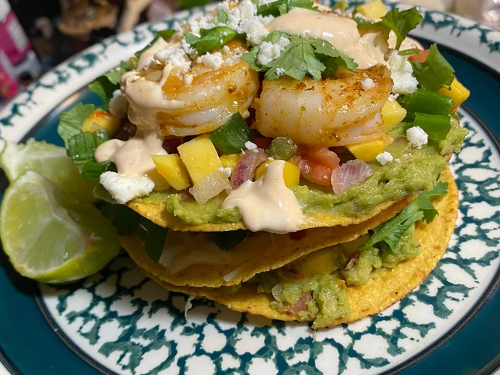 Simple Way Make Recipe 3 Layer Stacked Shrimp Toastsda w/ Chipotle Sour Cream that is Perfect, Tasty}
