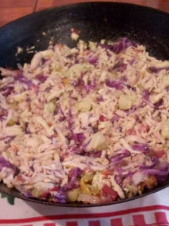 Una foto de Pollo desmenuzado vistoso