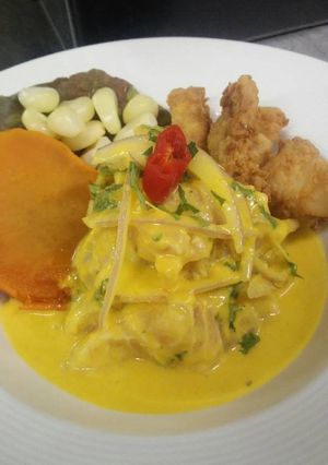Una foto de Ceviche de corvina a la crema de ají amarillo