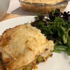 A picture of Vegetarian Shepherd’s Pie.