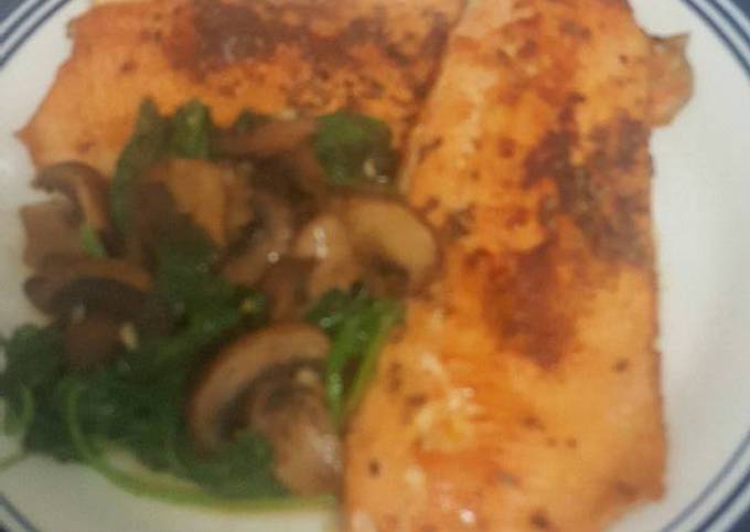 Step-by-Step Guide to Prepare Bobby Flay Saute trout/ baby spinach and baby Bella mushrooms