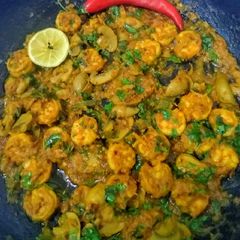 A picture of Masala mushroom shrimps.